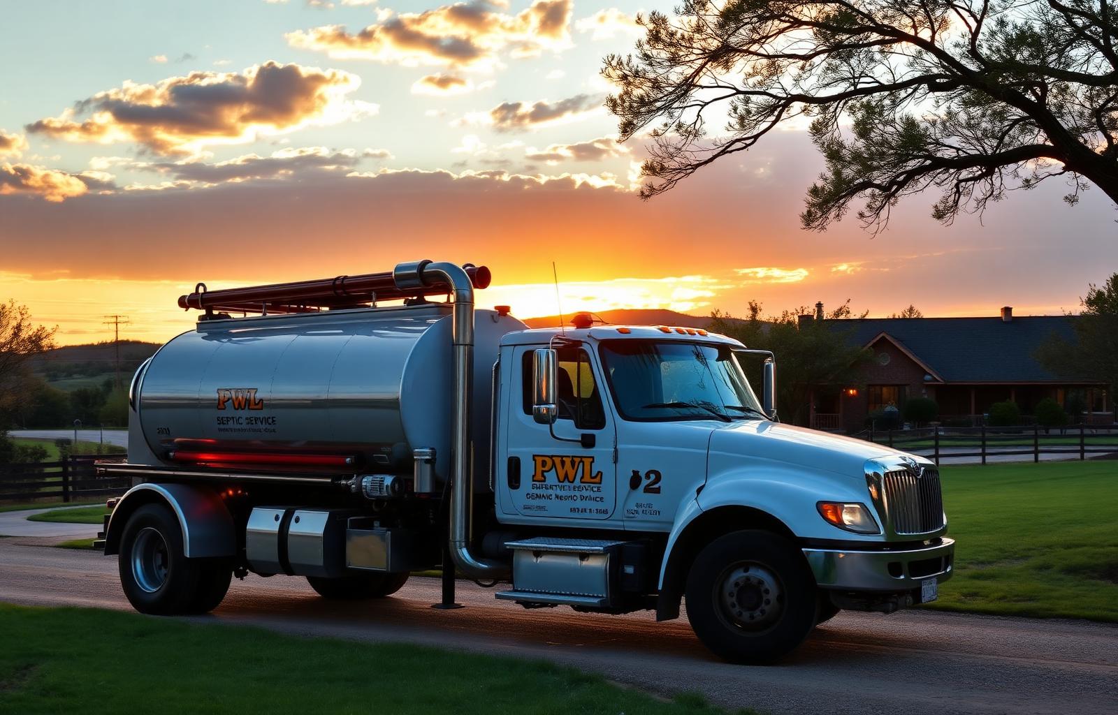 The Honest Septic Family service truck at a Central Texas home